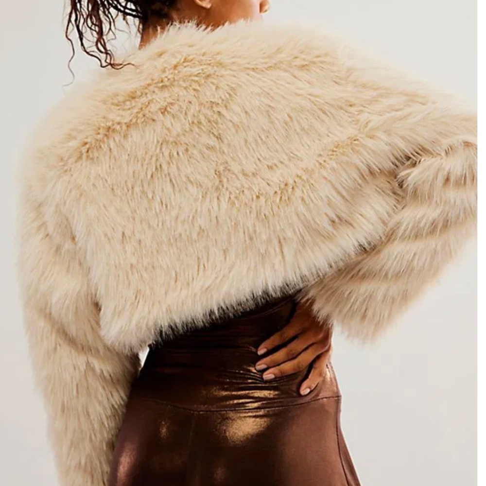 Free People Faux Fur Cropped Coat - Picture 2 of 7